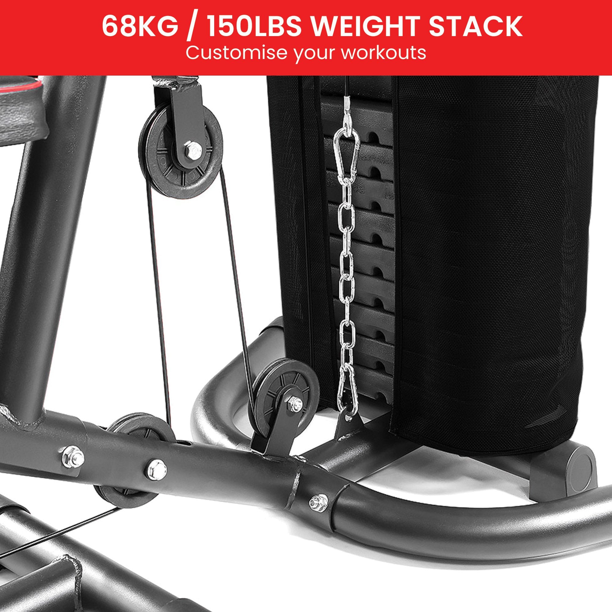 Powertrain Multi Station Home Gym With 68kg Weights Preacher Curl Pad V240-HGM-MTR-080-068
