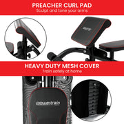 Powertrain Multi Station Home Gym With 68kg Weights Preacher Curl Pad V240-HGM-MTR-080-068