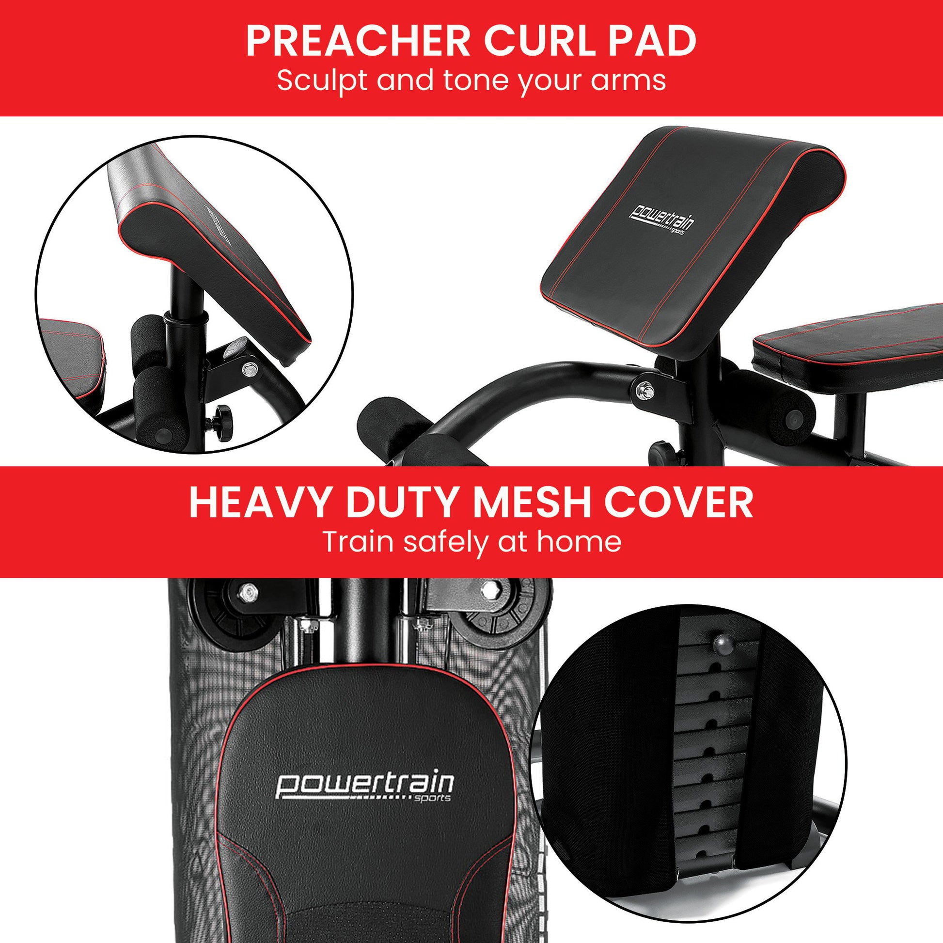 Powertrain Multi Station Home Gym With 68kg Weights Preacher Curl Pad V240-HGM-MTR-080-068