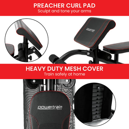Powertrain Multi Station Home Gym With 68kg Weights Preacher Curl Pad V240-HGM-MTR-080-068