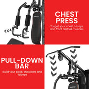 Powertrain Multi Station Home Gym With 68kg Weights Preacher Curl Pad V240-HGM-MTR-080-068