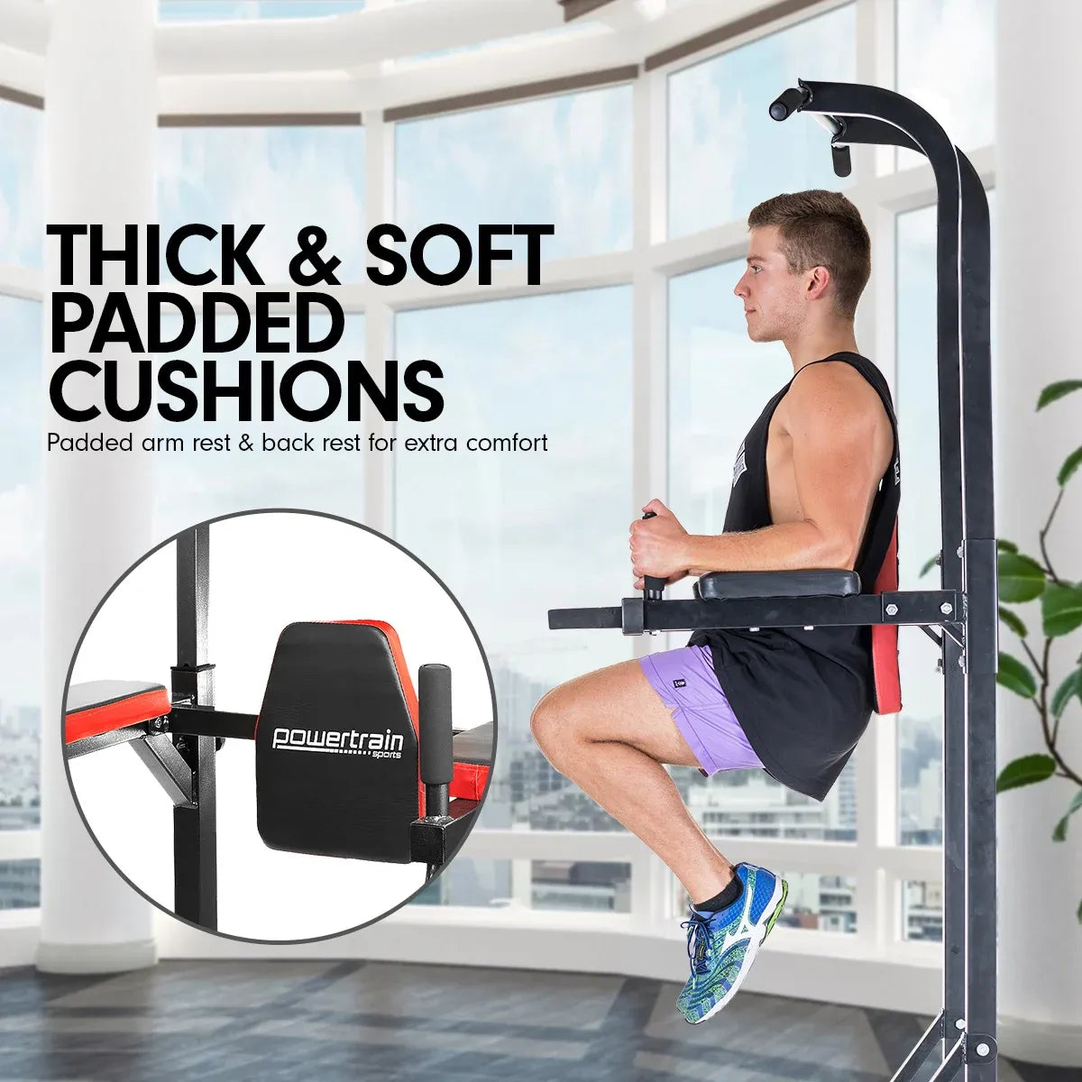 Powertrain Power Tower J06 Multifunction Strength Training Station with Pull-Up Bar Leg Raise Station Dip Bar