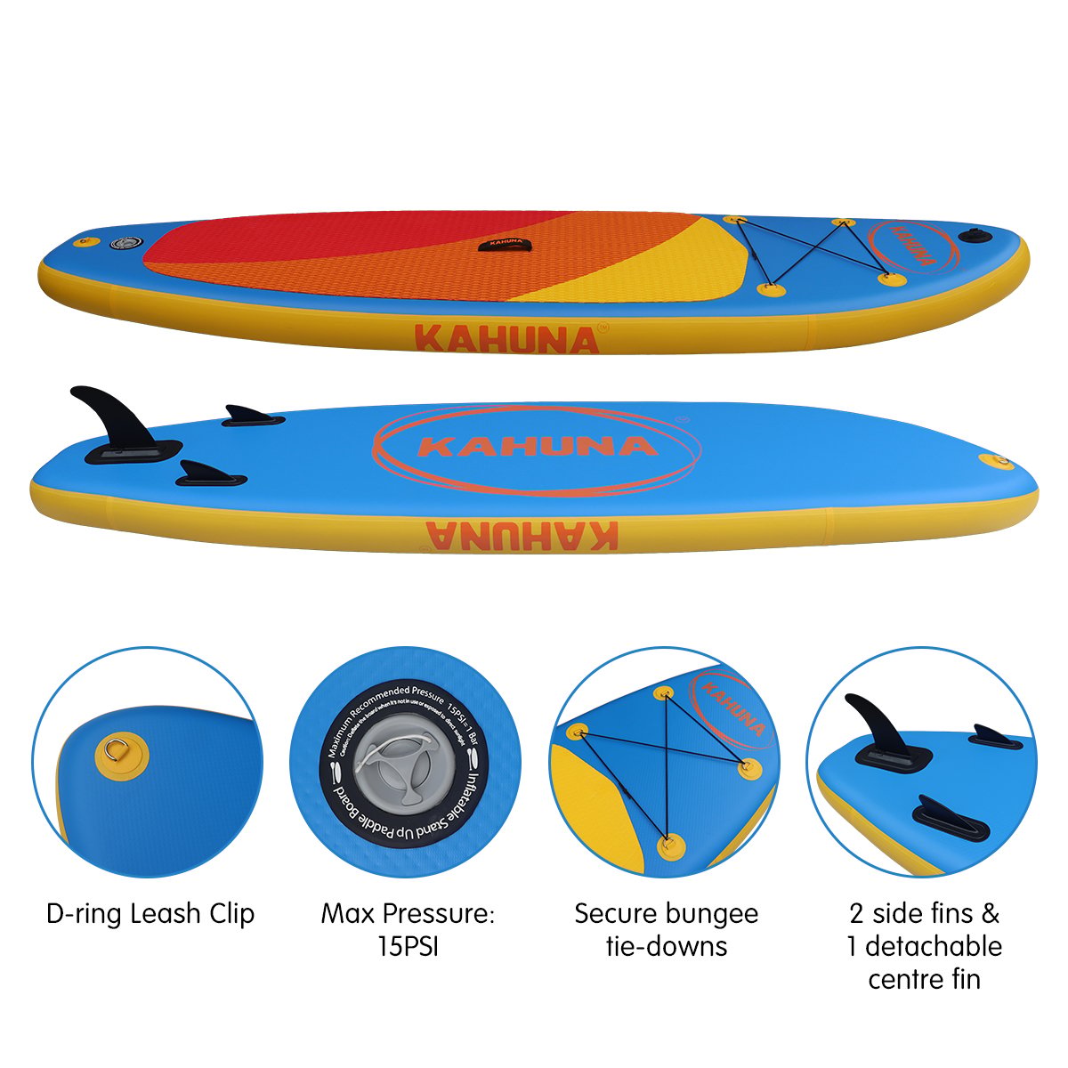Kahuna Hana Inflatable Stand Up Paddle Board 10FT w/ iSUP Accessories V240-IFB-HLE-305-BU