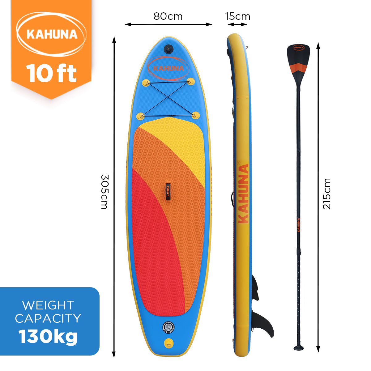 Kahuna Hana Inflatable Stand Up Paddle Board 10FT w/ iSUP Accessories V240-IFB-HLE-305-BU