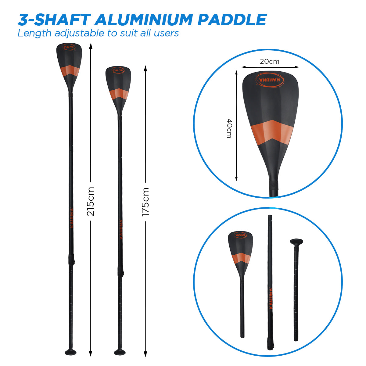 Kahuna Hana Inflatable Stand Up Paddle Board 10FT w/ iSUP Accessories V240-IFB-HLE-305-BU