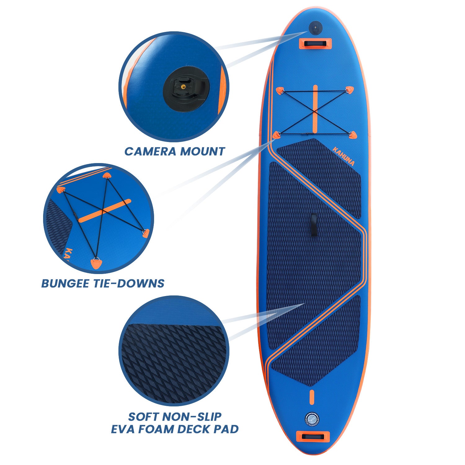 Kahuna Kai Premium Sports 10.6FT Inflatable Paddle Board V240-IFB-HLE-320P-BU