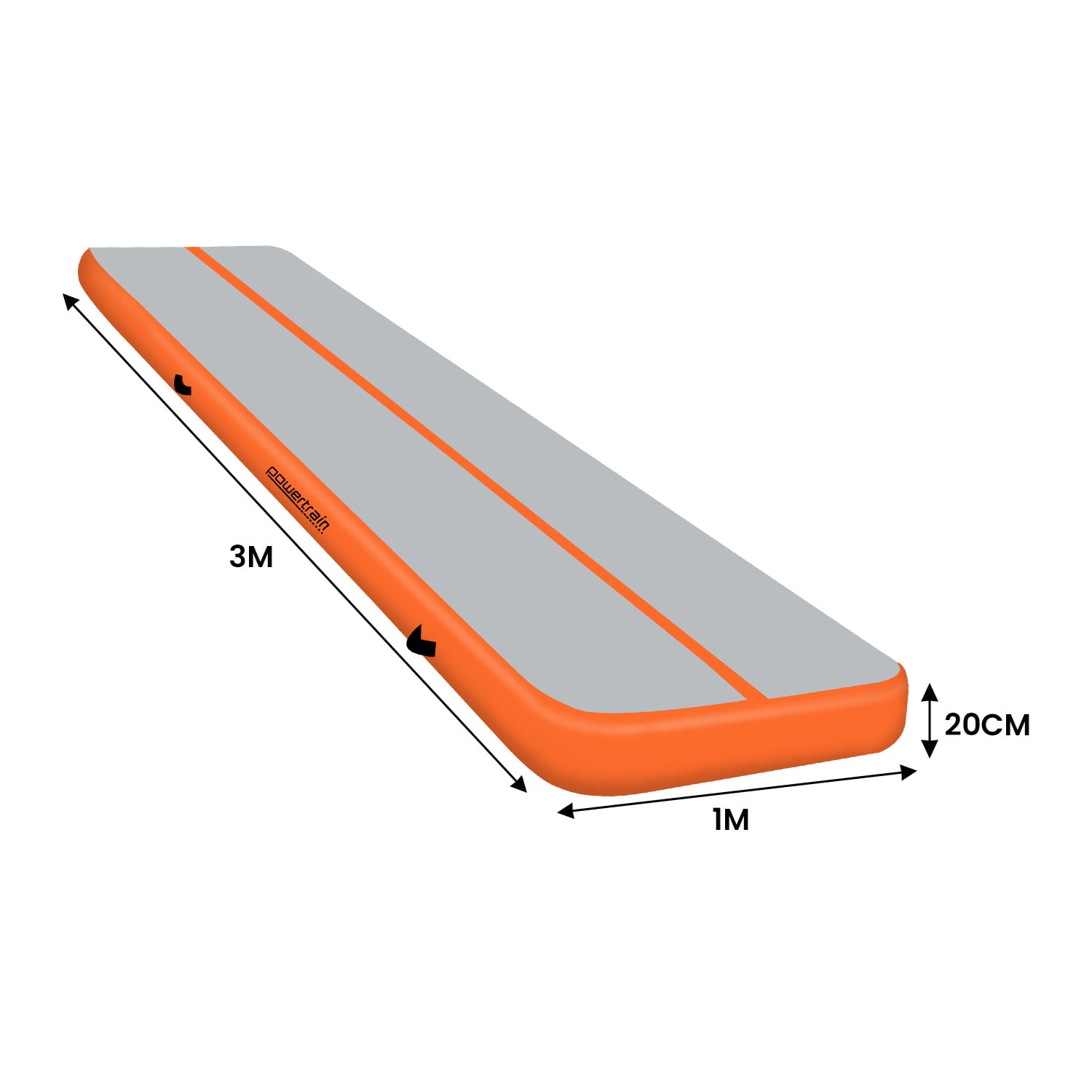 Powertrain Airtrack 20cm Thick 3m x 1m Inflatable Gymnastics Tumbling Mat Air Track - Orange V240-IFM-HL-301-ORG