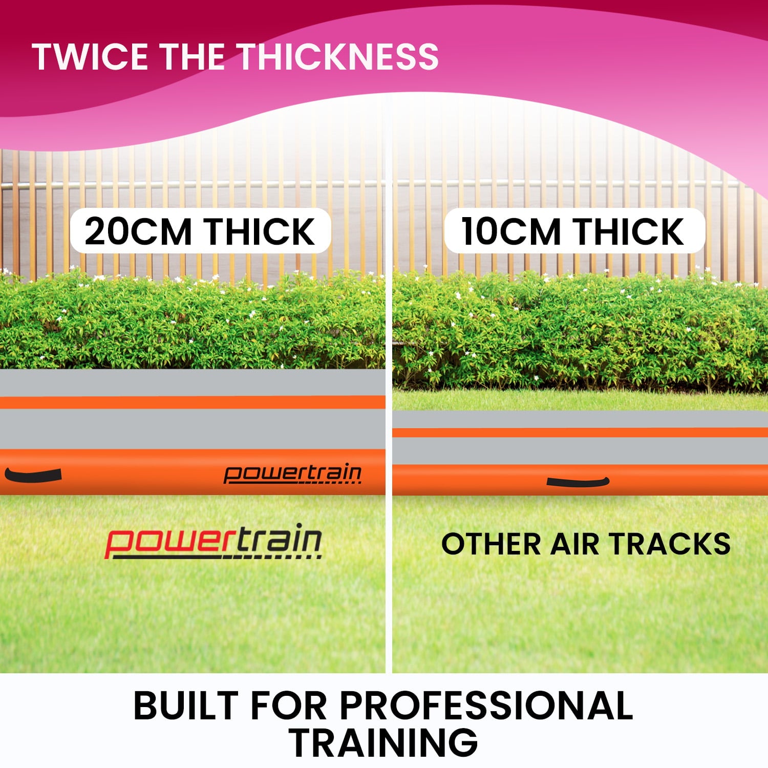 Powertrain Airtrack 20cm Thick 3m x 1m Inflatable Gymnastics Tumbling Mat Air Track - Orange V240-IFM-HL-301-ORG