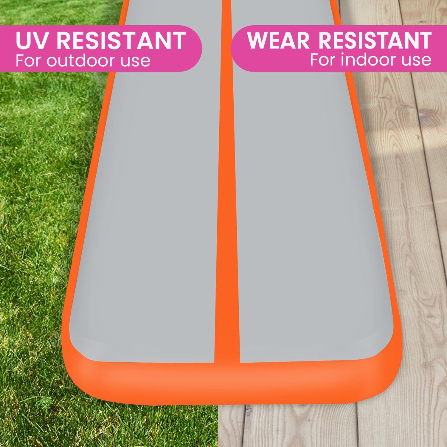 Powertrain Airtrack 20cm Thick 3m x 1m Inflatable Gymnastics Tumbling Mat Air Track - Orange V240-IFM-HL-301-ORG