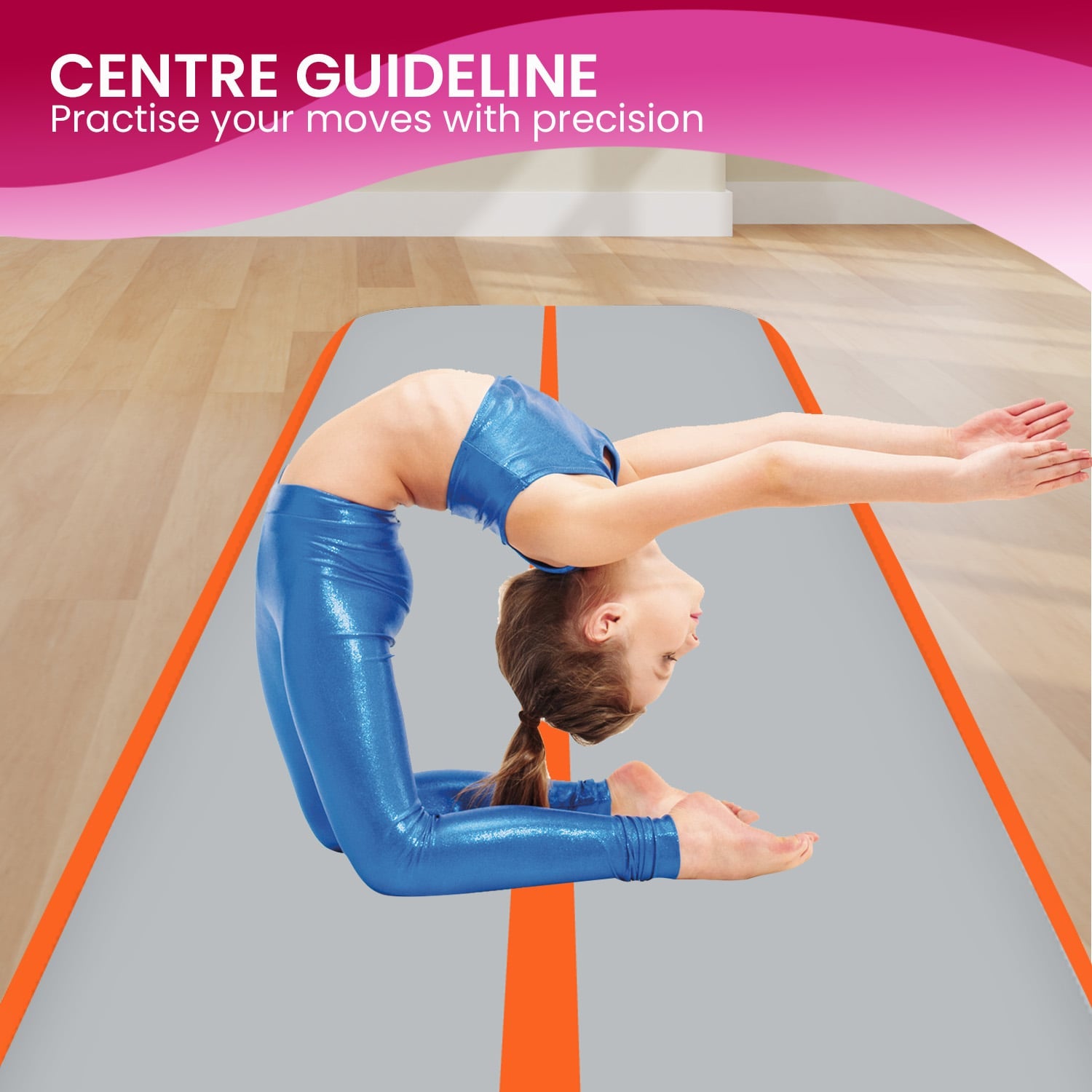 Powertrain Airtrack 20cm Thick 3m x 1m Inflatable Gymnastics Tumbling Mat Air Track - Orange V240-IFM-HL-301-ORG