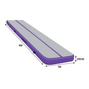 Powertrain Airtrack 20cm Thick 4m x 1m Inflatable Gymnastics Tumbling Mat Air Track - Purple V240-IFM-HL-401-PGY