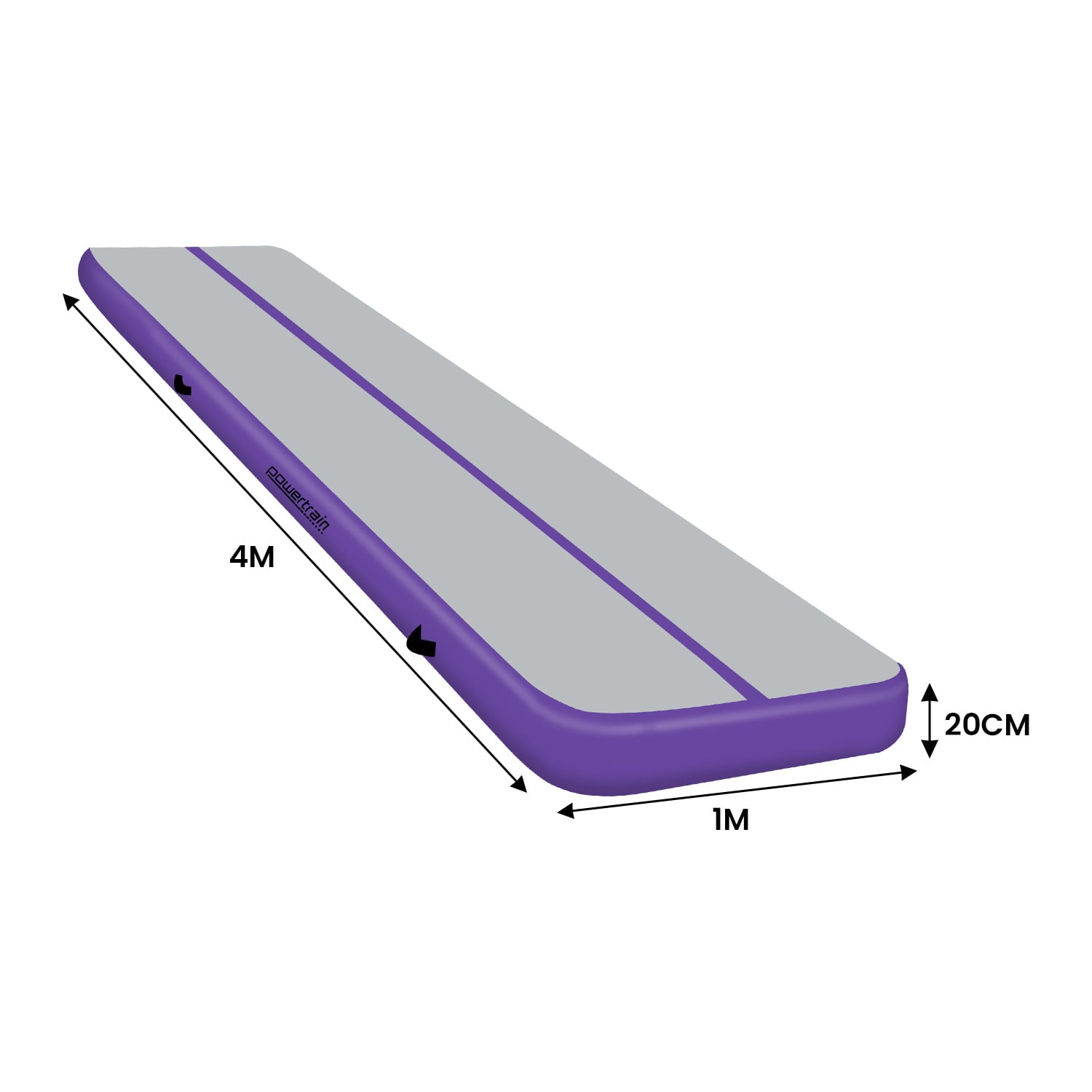 Powertrain Airtrack 20cm Thick 4m x 1m Inflatable Gymnastics Tumbling Mat Air Track - Purple V240-IFM-HL-401-PGY
