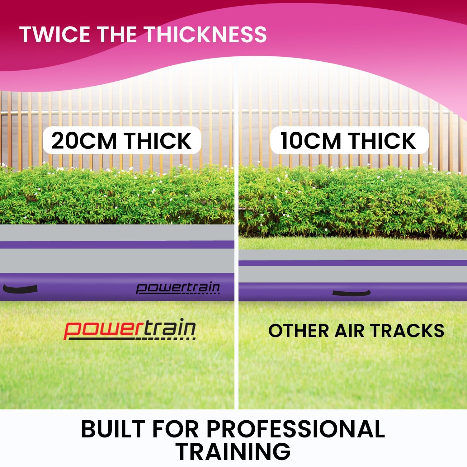 Powertrain Airtrack 20cm Thick 4m x 1m Inflatable Gymnastics Tumbling Mat Air Track - Purple V240-IFM-HL-401-PGY