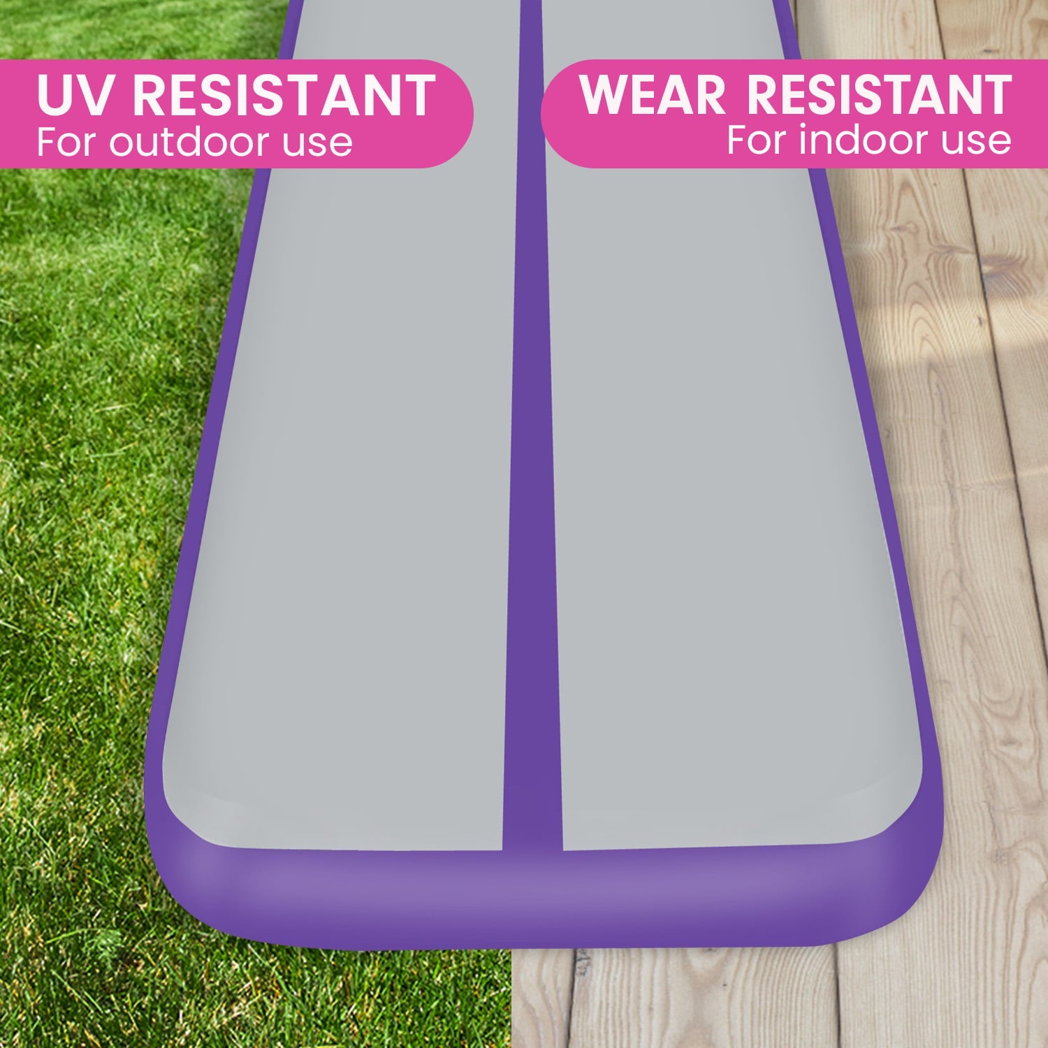 Powertrain Airtrack 20cm Thick 4m x 1m Inflatable Gymnastics Tumbling Mat Air Track - Purple V240-IFM-HL-401-PGY