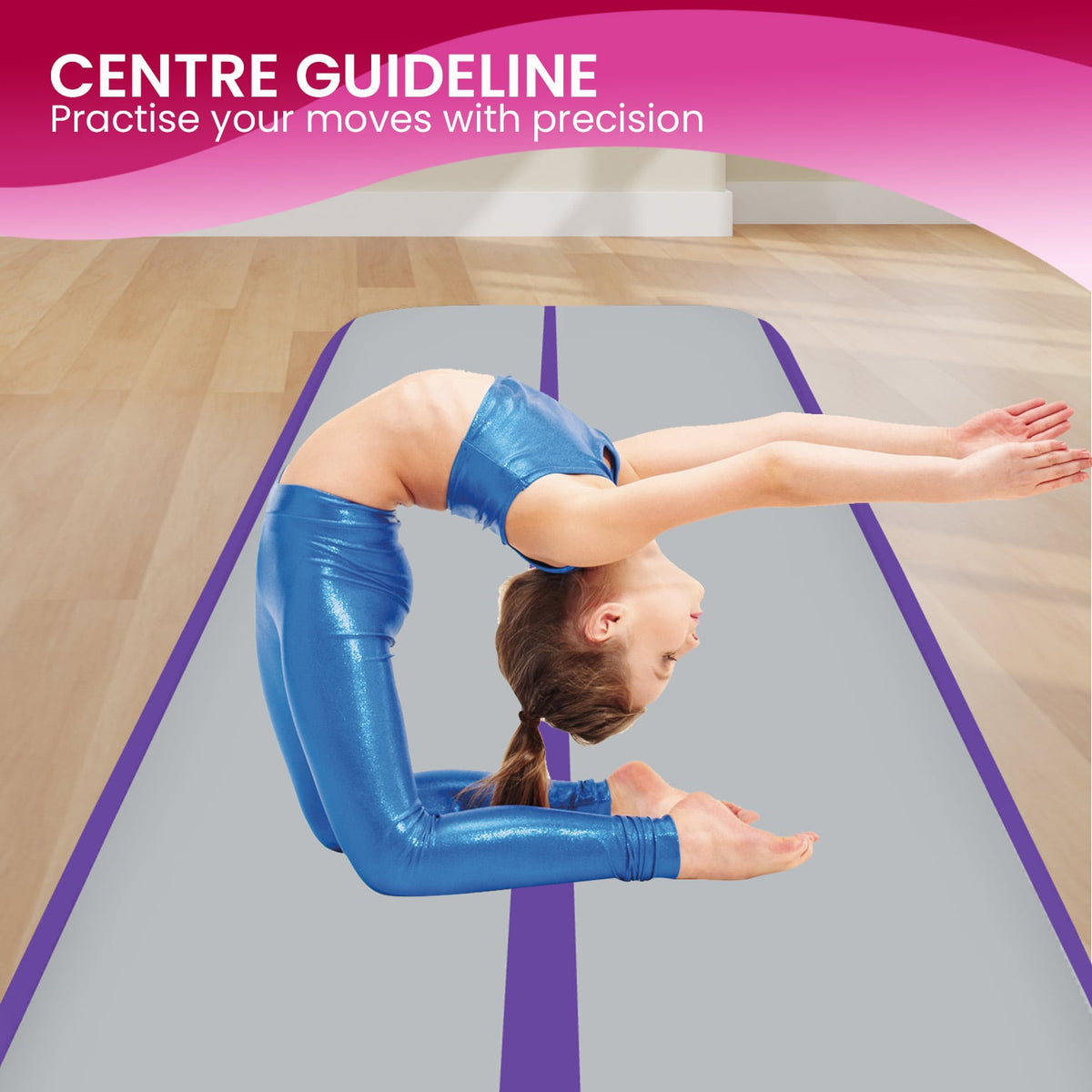 Powertrain Airtrack 20cm Thick 4m x 1m Inflatable Gymnastics Tumbling Mat Air Track - Purple V240-IFM-HL-401-PGY
