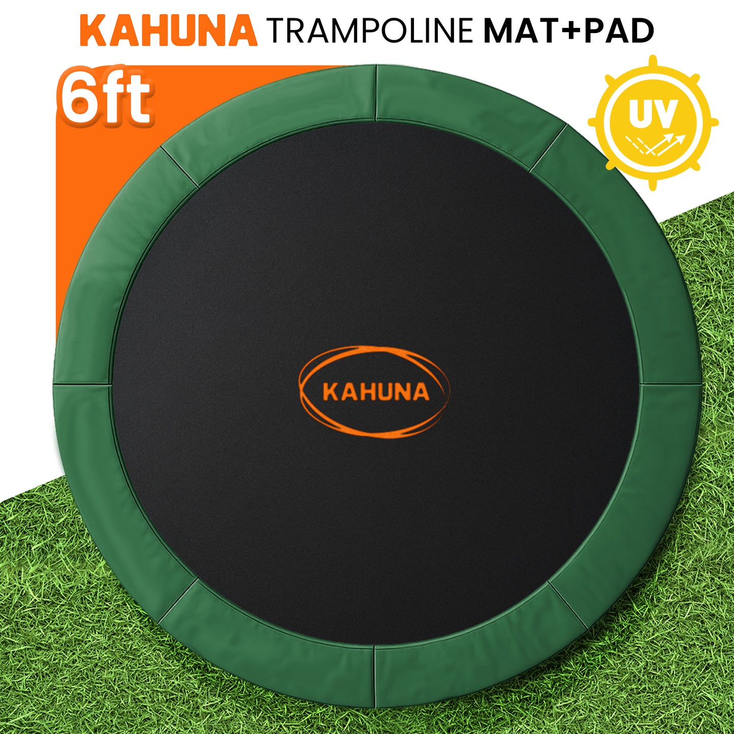 Kahuna 6ft Trampoline Replacememnt Safety Pad Cover and Spring Jumping Bounce Mat Green V240-KAH-PDMAT-06-GN