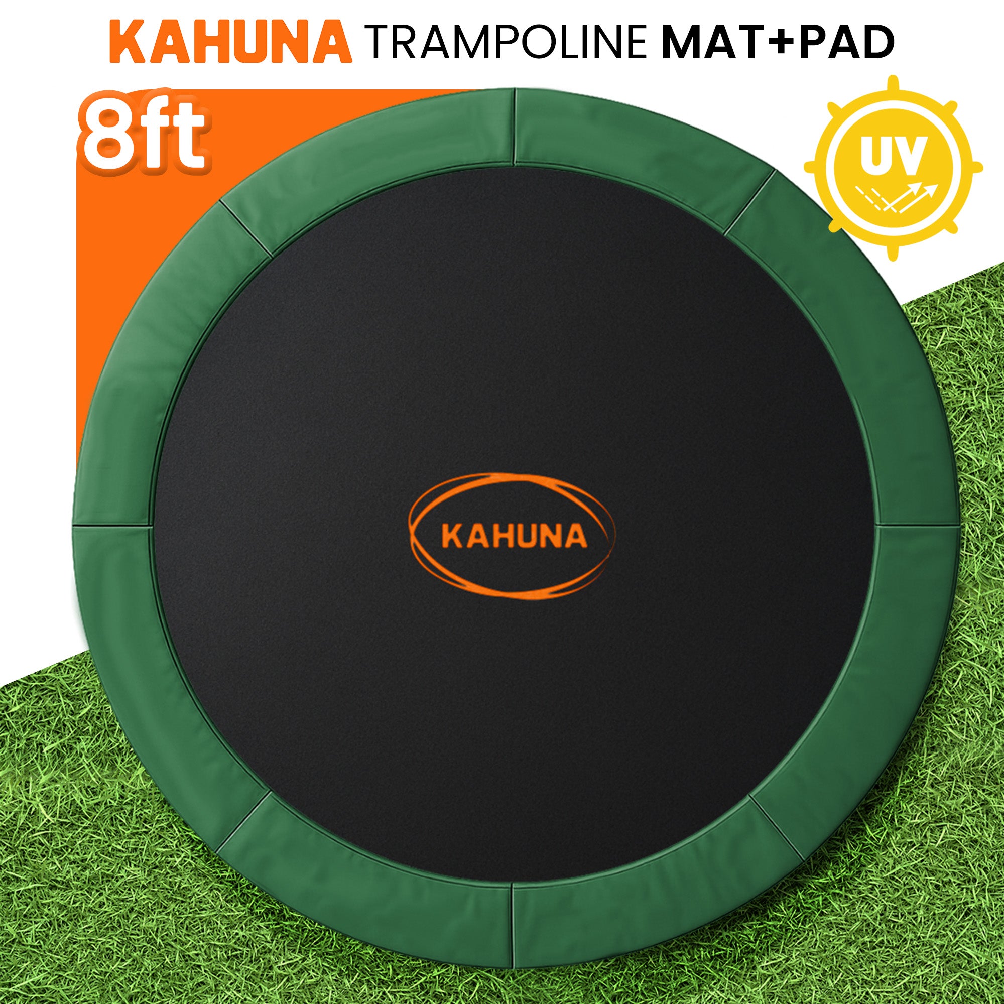 Kahuna 8ft Replacement Trampoline Safety Pad Cover and Jumping Spring Mat - Green V240-KAH-PDMAT-08-GN