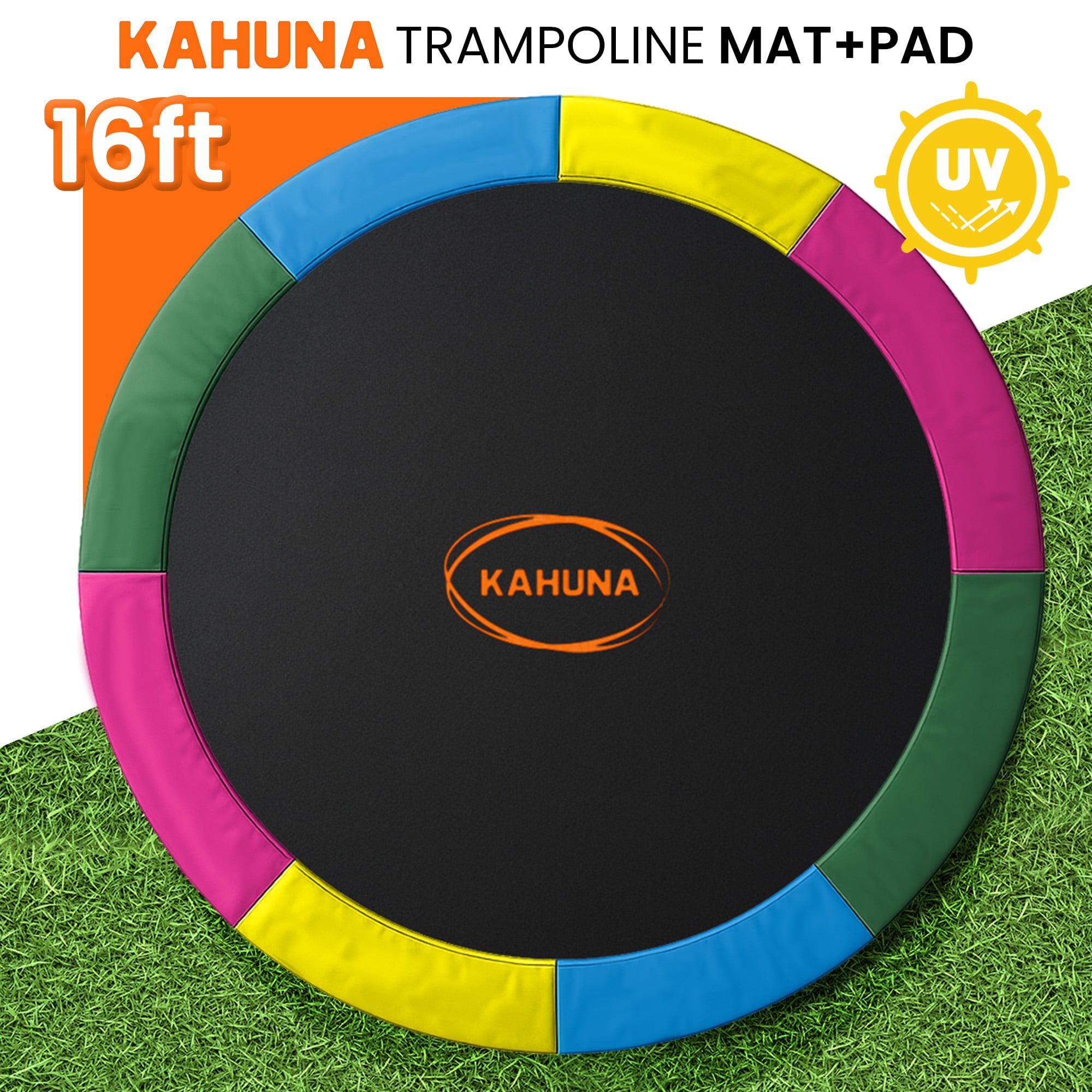 Kahuna 16ft Replacement Trampoline Safety Pad Cover and Jumping Spring Mat - Rainbow V240-KAH-PDMAT-16-RB