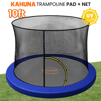 Kahuna 10ft Trampoline Pad and Net - Blue V240-KAH-PDNET-10-BU