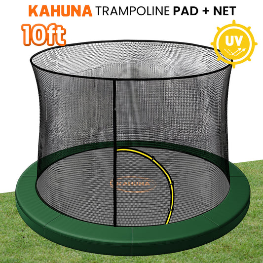 Kahuna 10ft Trampoline Pad and Net - Green V240-KAH-PDNET-10-GN