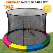 Kahuna 10ft Trampoline Pad and Net - Rainbow V240-KAH-PDNET-10-RB