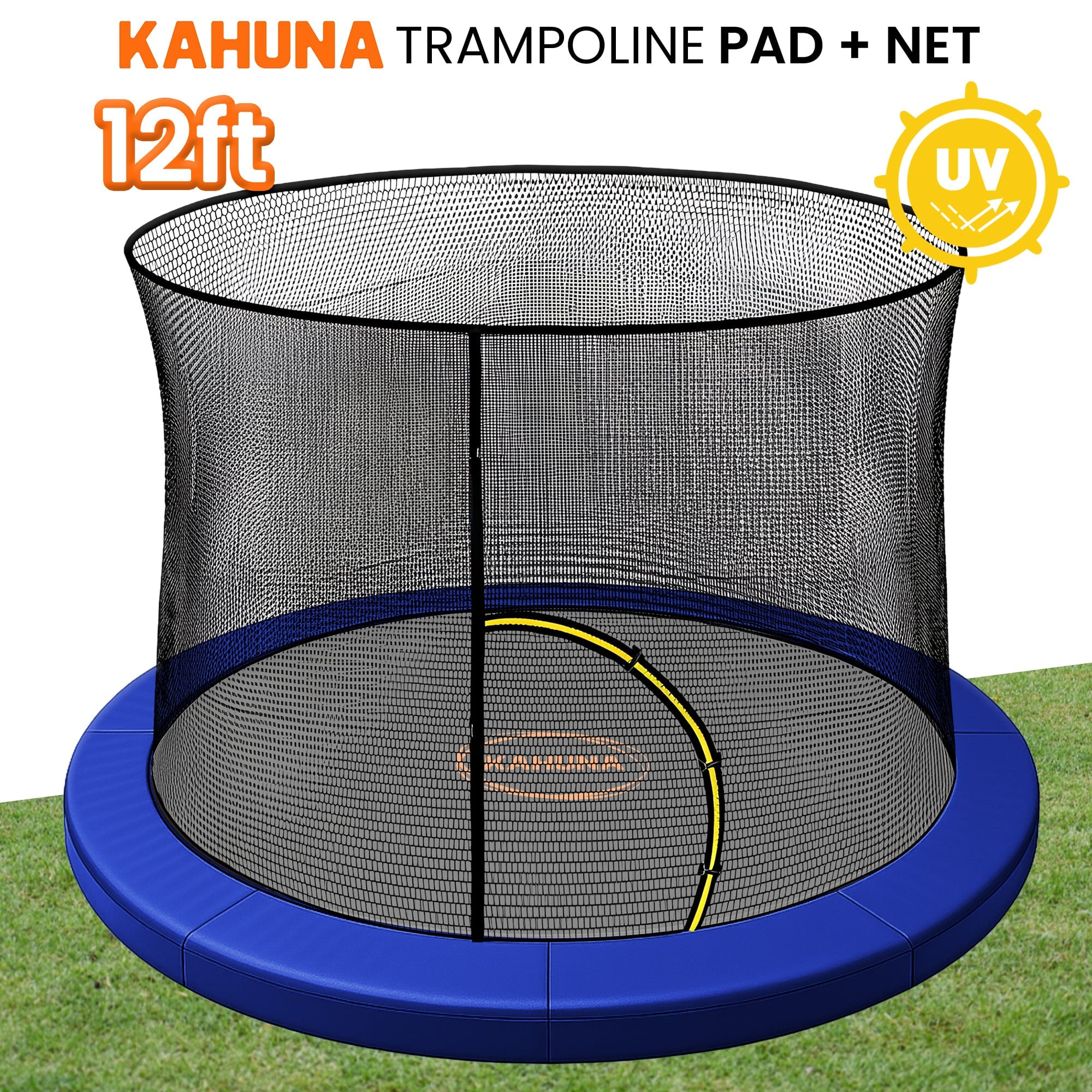 Kahuna 12ft Trampoline Pad and Net - Blue V240-KAH-PDNET-12-BU