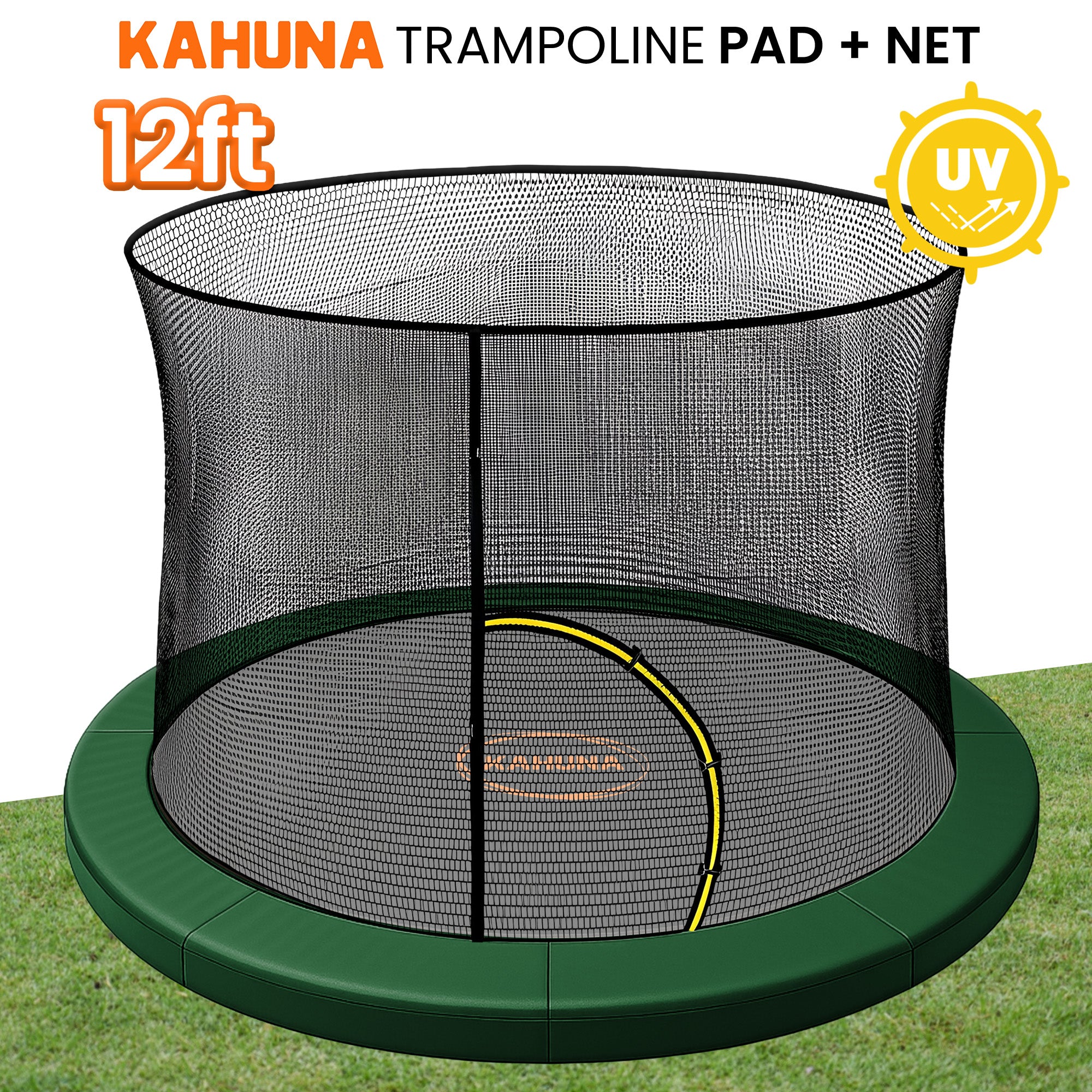 Kahuna 12ft Trampoline Pad and Net - Green V240-KAH-PDNET-12-GN