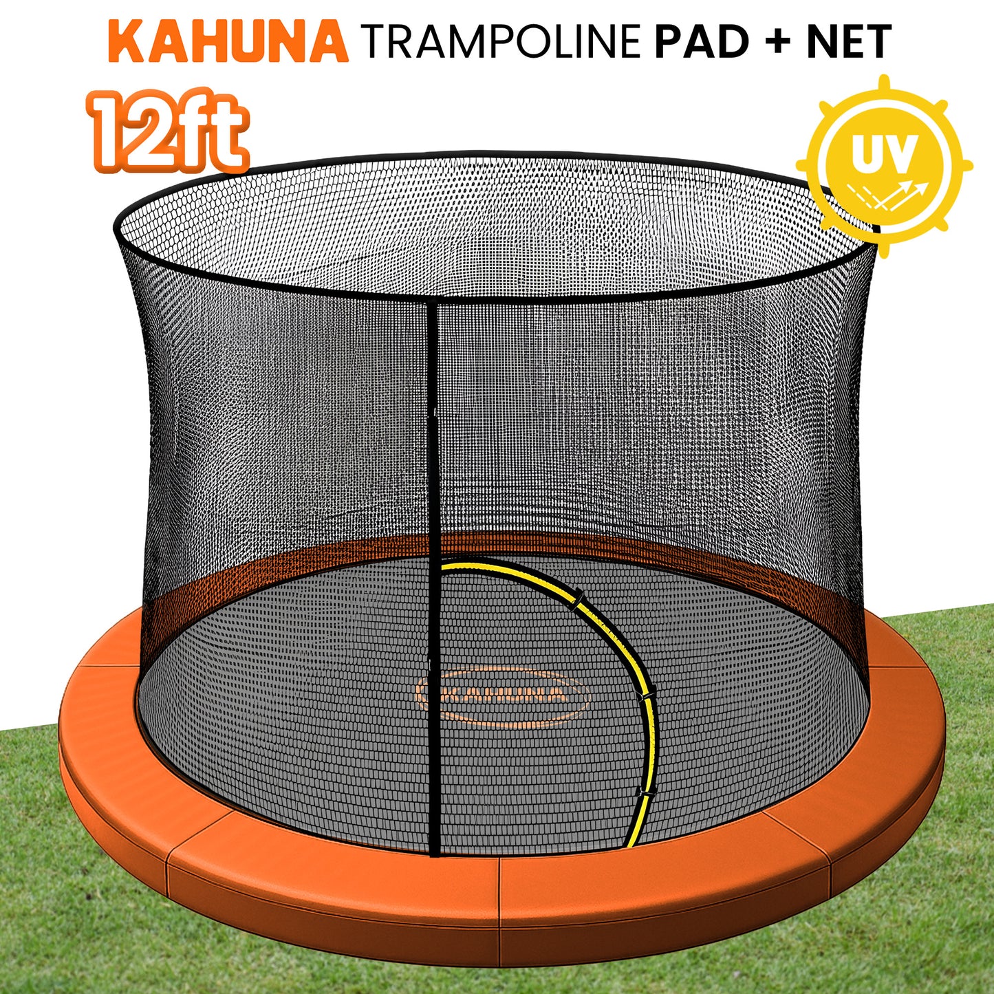 Kahuna 12ft Trampoline Pad and Net - Orange V240-KAH-PDNET-12-OR