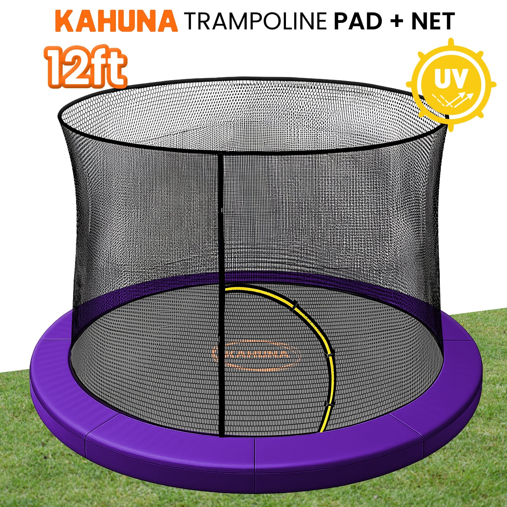 Kahuna 12ft Trampoline Pad and Net - Purple V240-KAH-PDNET-12-PU