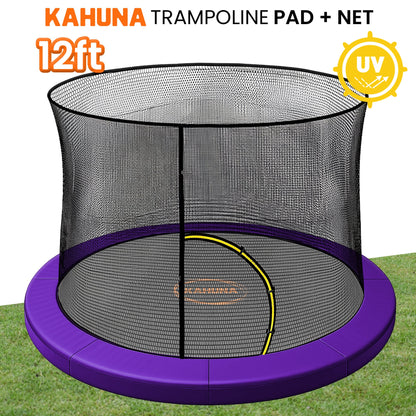 Kahuna 12ft Trampoline Pad and Net - Purple V240-KAH-PDNET-12-PU