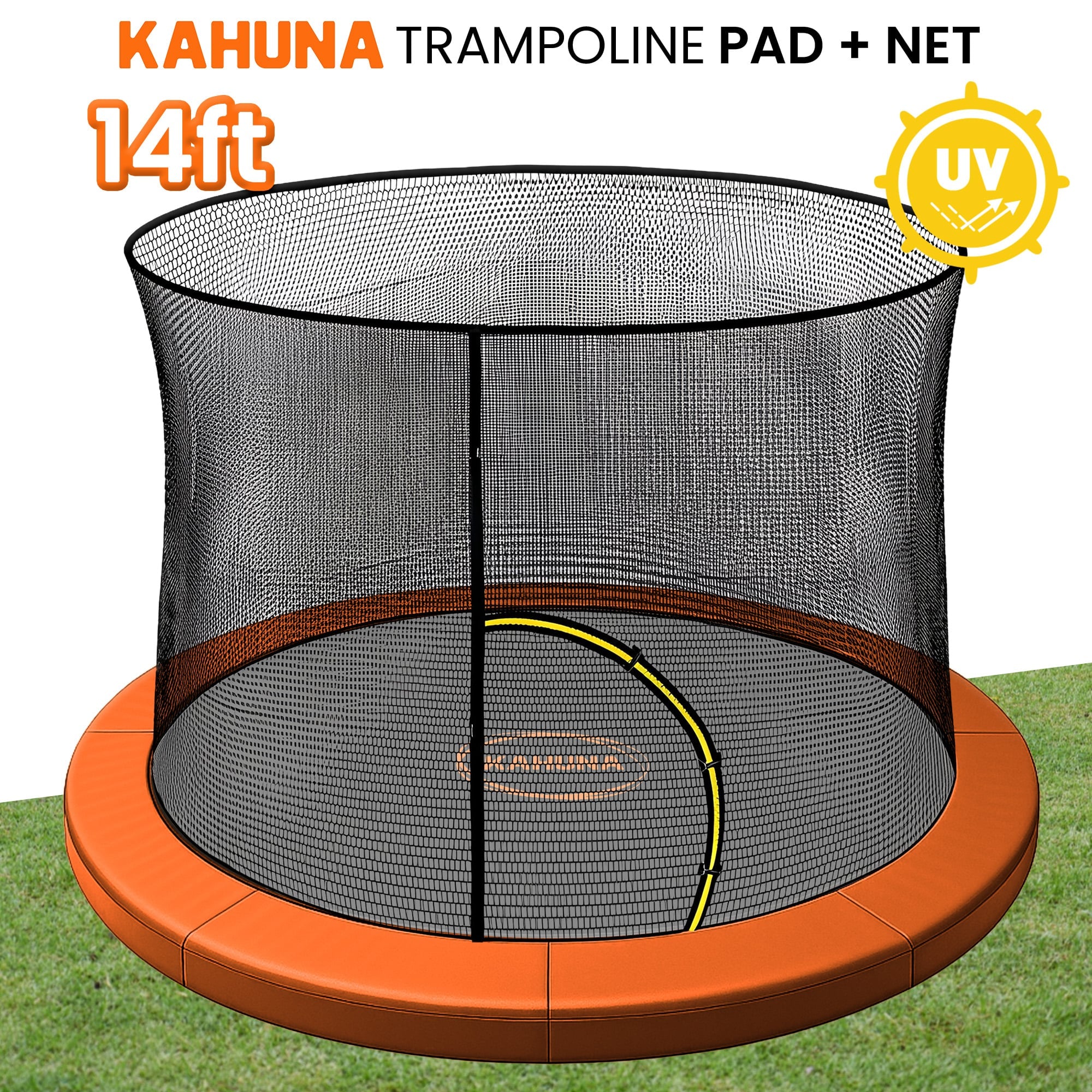 Kahuna 14ft Trampoline Pad and Net - Orange V240-KAH-PDNET-14-OR