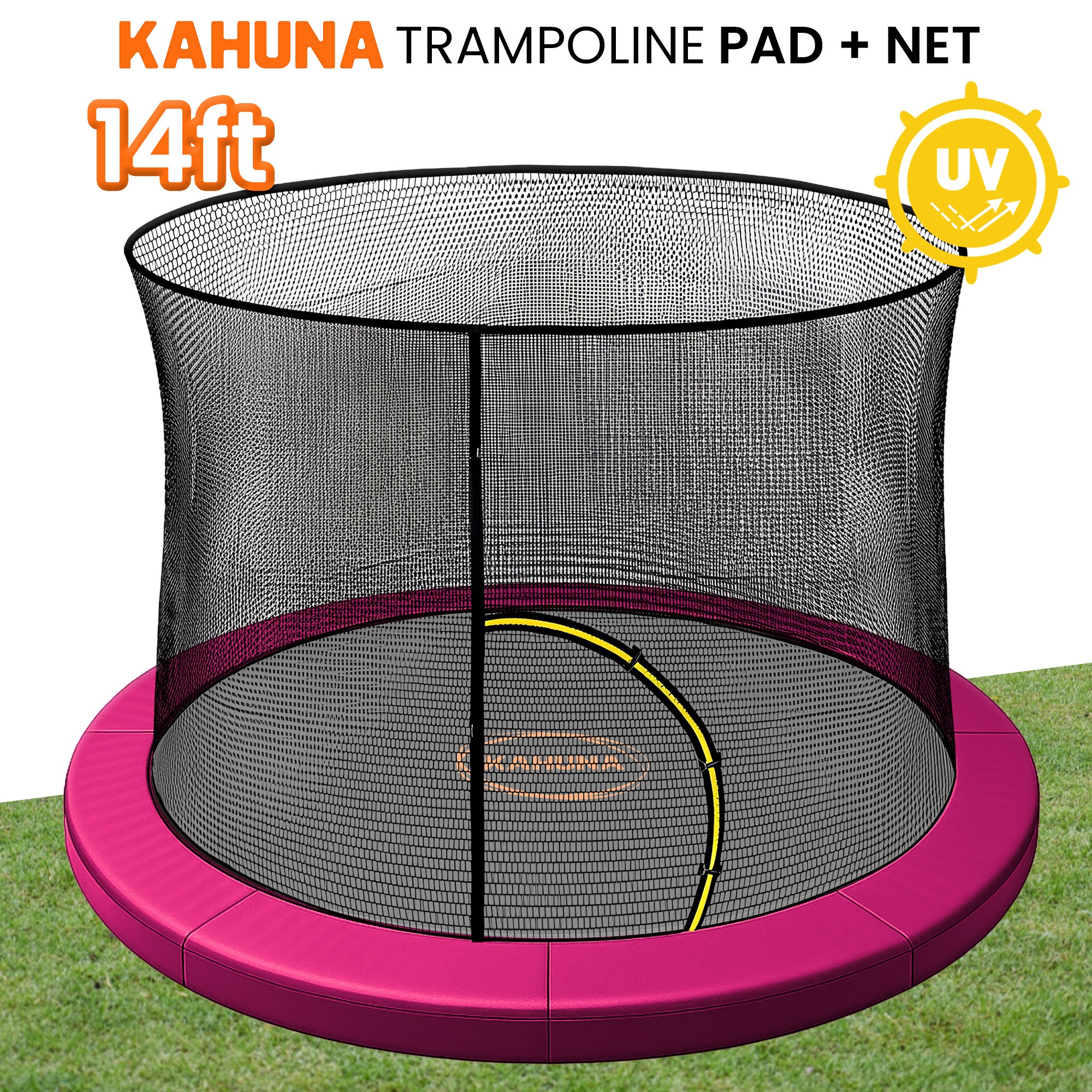 Kahuna 14ft Trampoline Pad and Net - Pink V240-KAH-PDNET-14-PK