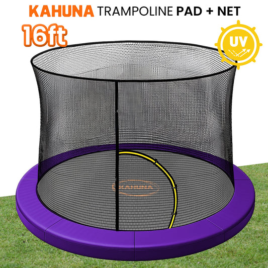 Kahuna 16ft Trampoline Pad and Net - Purple V240-KAH-PDNET-16-PU