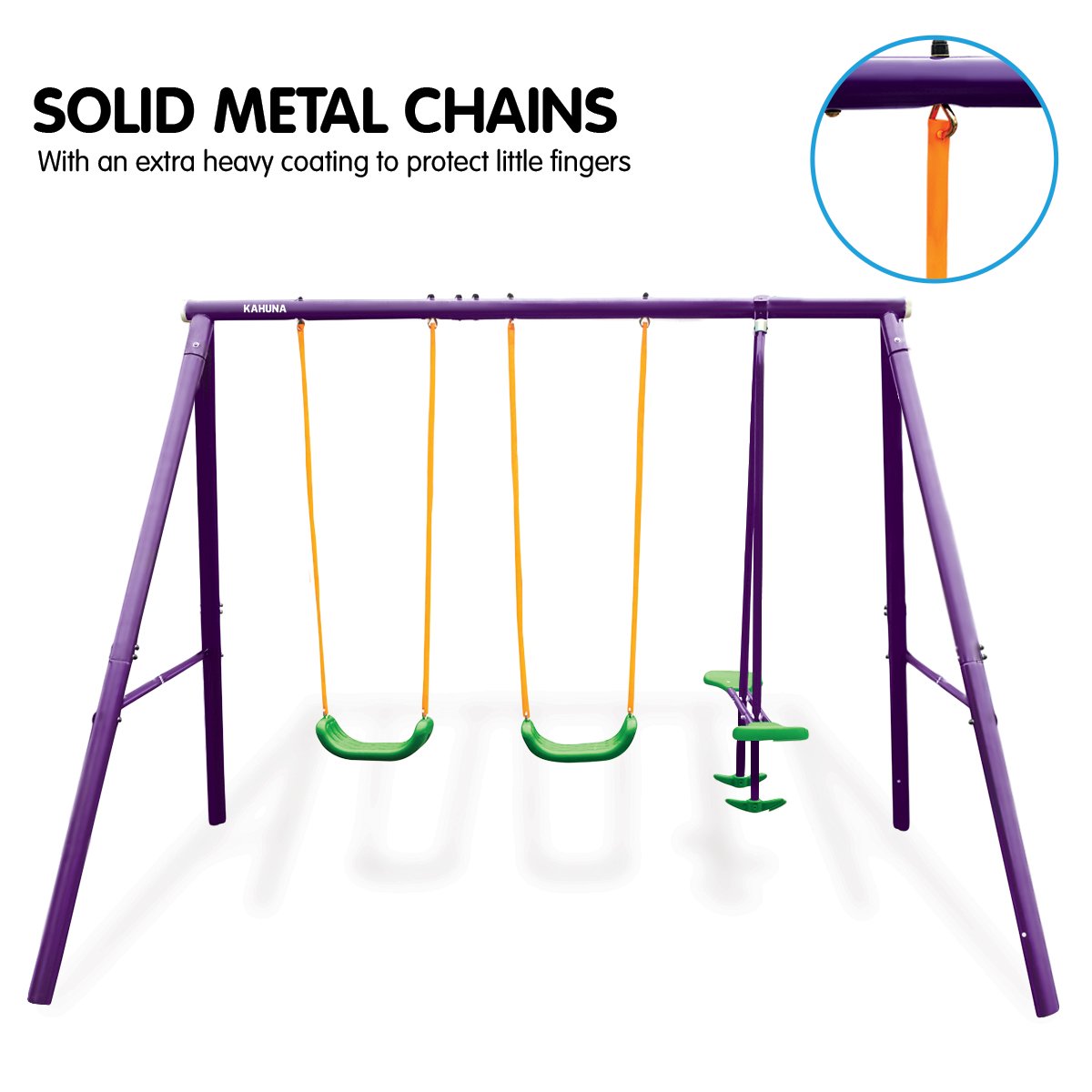 Kahuna Kids 4-Seater Swing Set Purple Green V240-KSS-KLB-3S-PUGN