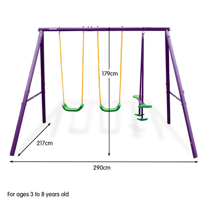 Kahuna Kids 4-Seater Swing Set Purple Green V240-KSS-KLB-3S-PUGN