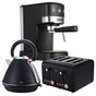 Pronti Breakfast Set with Rose Gold Kettle & Toaster with 1.2L Espresso Machine - Black V240-KT-TS-850D-BK