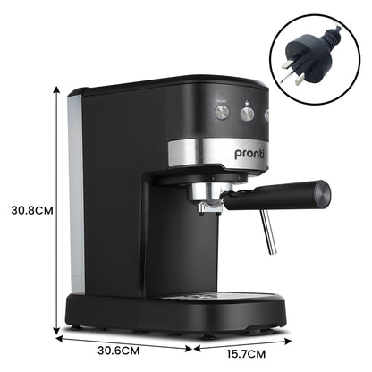Pronti Breakfast Set with Rose Gold Kettle & Toaster with 1.2L Espresso Machine - White V240-KT-TS-850D-WH