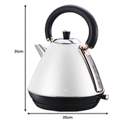 Pronti Breakfast Set with Rose Gold Kettle & Toaster with 1.2L Espresso Machine - White V240-KT-TS-850D-WH