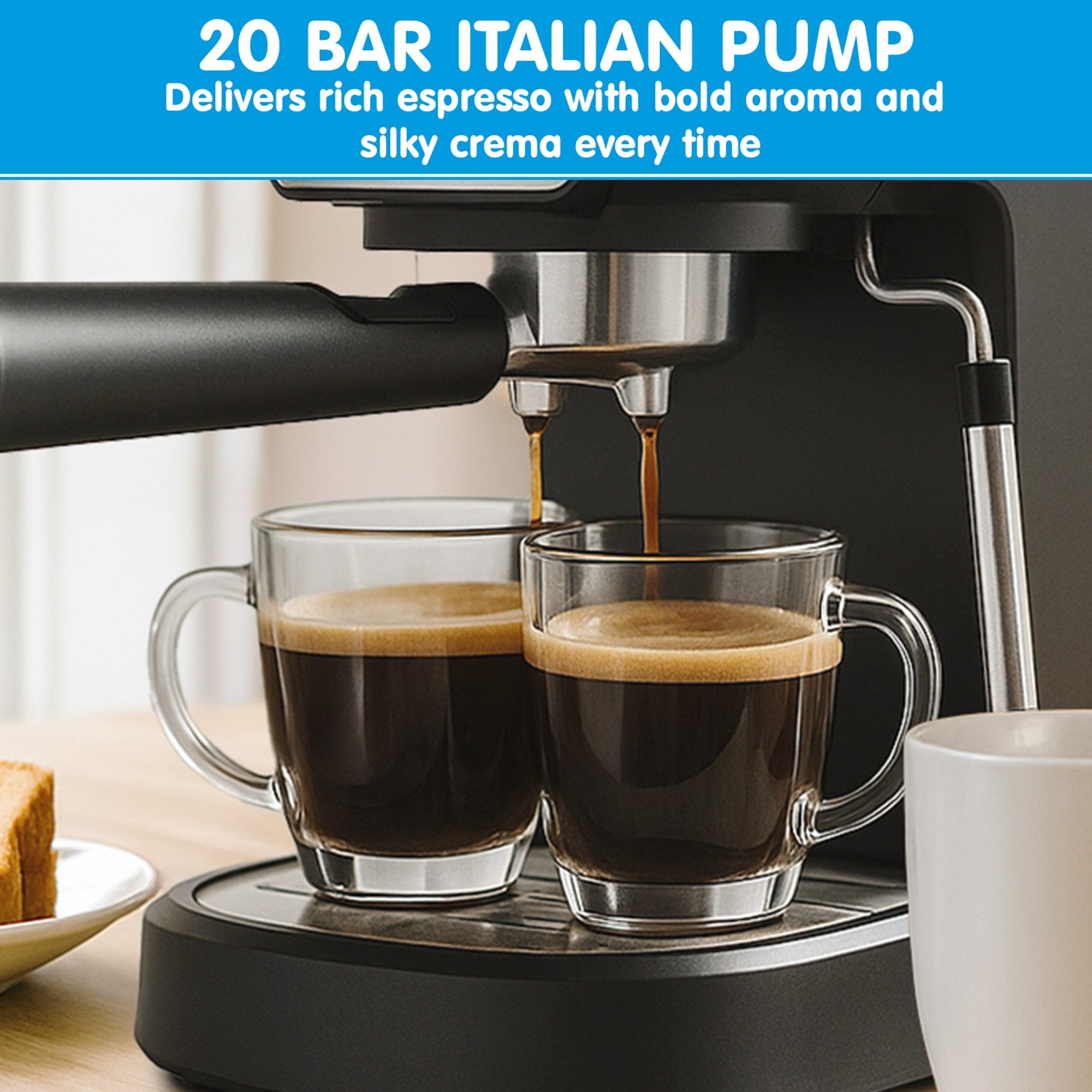 Pronti Breakfast Set with Rose Gold Kettle & Toaster with 1.2L Espresso Machine - White V240-KT-TS-850D-WH