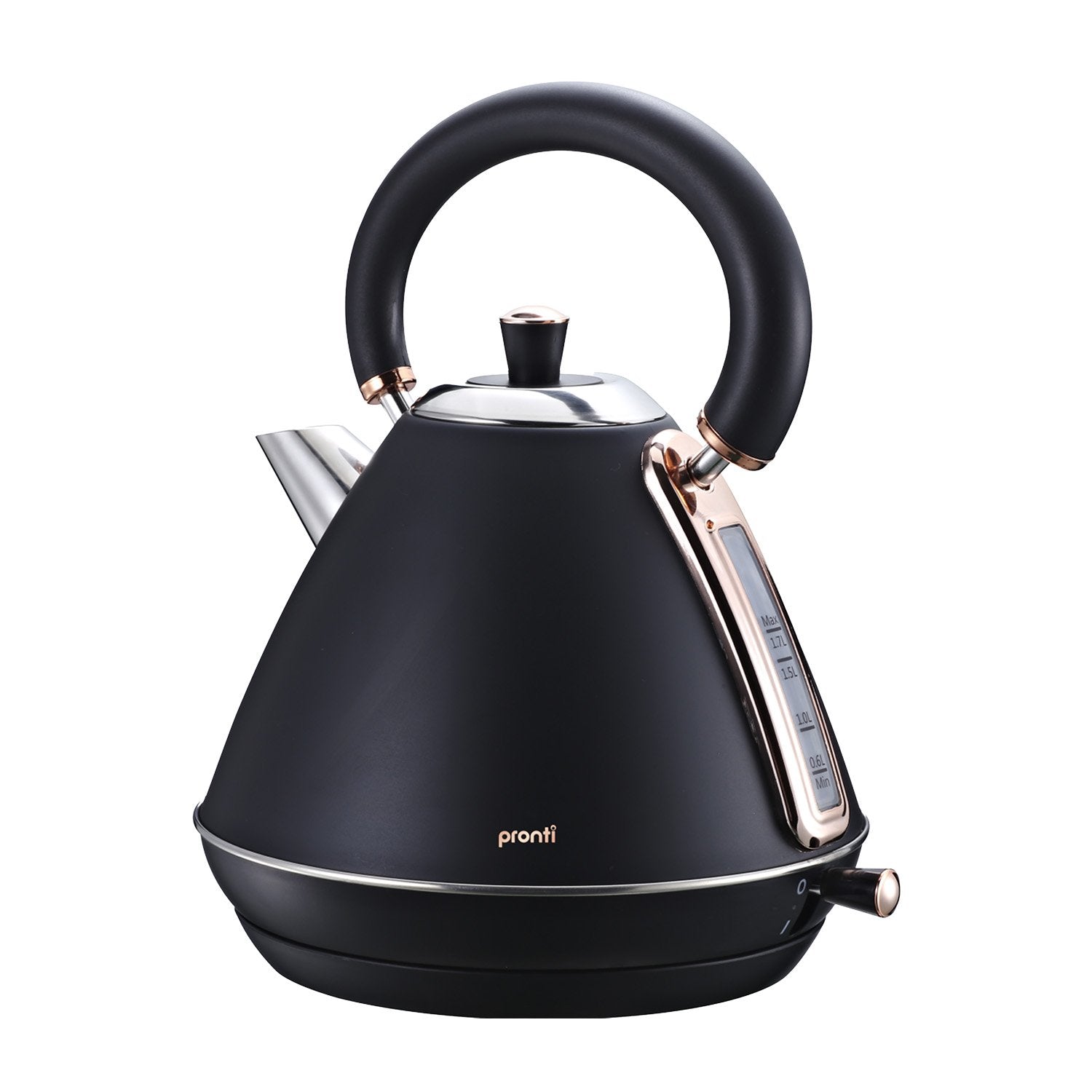 Pronti 1.7L Rose Trim Collection Kettle - Black V240-KTL-017-GST-BK