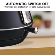 Pronti 1.7L Rose Trim Collection Kettle - Black V240-KTL-017-GST-BK