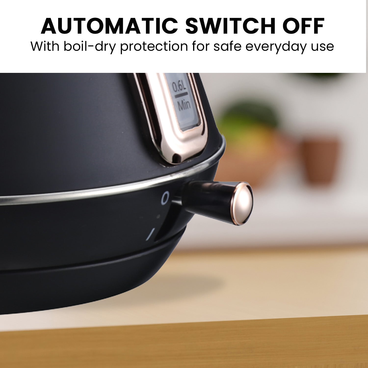 Pronti 1.7L Rose Trim Collection Kettle - Black V240-KTL-017-GST-BK