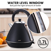 Pronti 1.7L Rose Trim Collection Kettle - Black V240-KTL-017-GST-BK