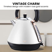 Pronti 1.7l Rose Trim Collection Kettle - White V240-KTL-017-GST-WH
