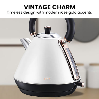 Pronti 1.7l Rose Trim Collection Kettle - White V240-KTL-017-GST-WH