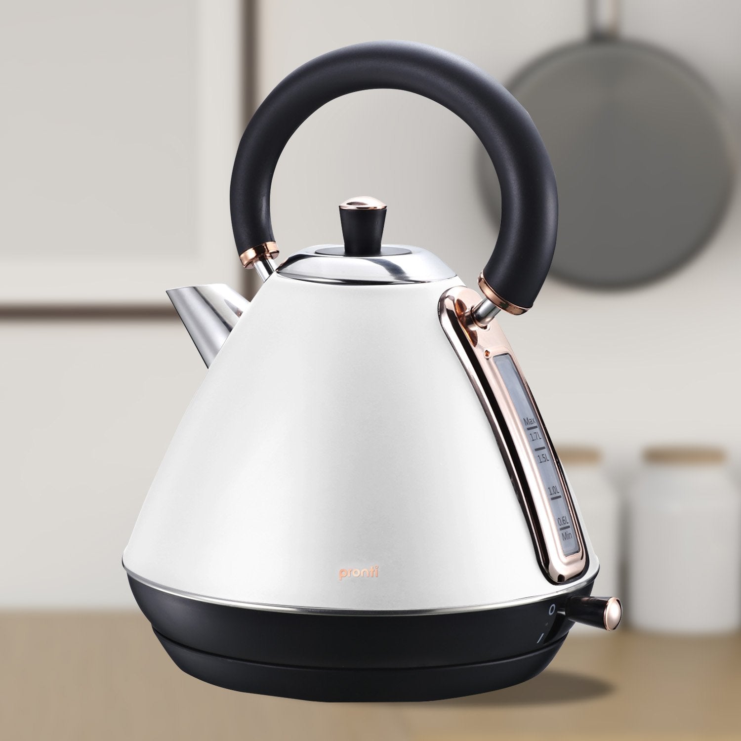 Pronti 1.7l Rose Trim Collection Kettle - White V240-KTL-017-GST-WH