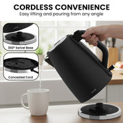 Pronti Silver Noir Collection 1.7L Electric Kettle V240-KTL-1711-GST-BK