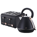 Pronti Rose Trim Collection Toaster & Kettle Bundle - Black V240-KTL-TSR-COM-BK