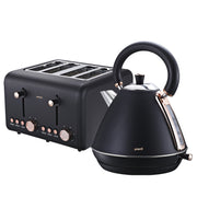 Pronti Rose Trim Collection Toaster & Kettle Bundle - Black V240-KTL-TSR-COM-BK