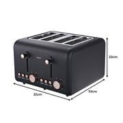 Pronti Rose Trim Collection Toaster & Kettle Bundle - Black V240-KTL-TSR-COM-BK